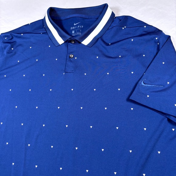 Nike Other - Nike‎ Polo Shirt Mens XL Blue Dri-FIT Triangle Print Short Sleeve Golf Tee
